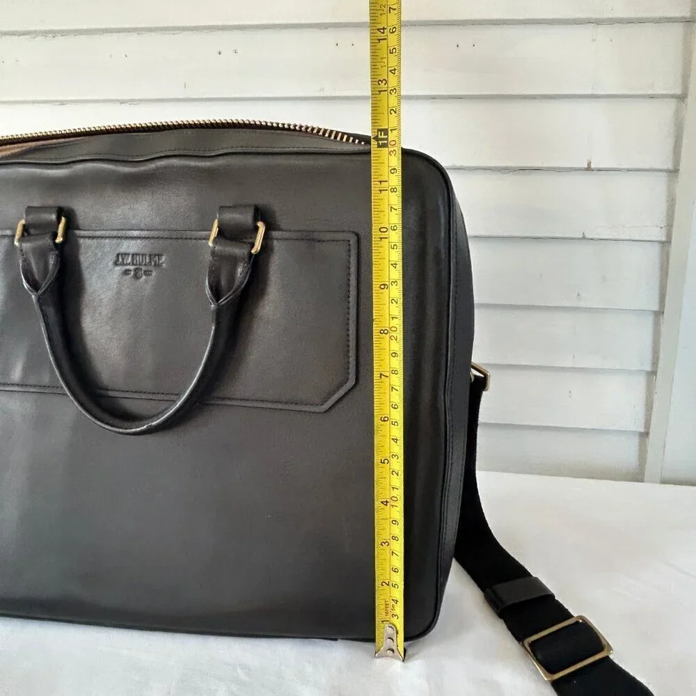 Vintage J.W. Hulme Leather Briefcase Organizer Bag Black Leather Bag Dual Handle